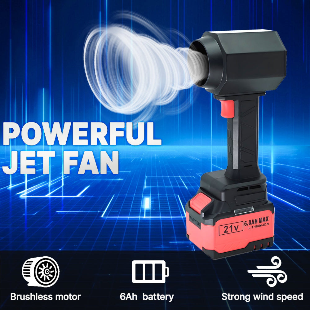 Powerful Turbo Air Blower – Max 1.8kg Wind Pressure | Brushless Motor | Dual Speed Control | Compatible with Makita 18V Batteries | 6.0Ah Battery Included | Leaf/Dust/Water Blower for Garage, Yard, Car