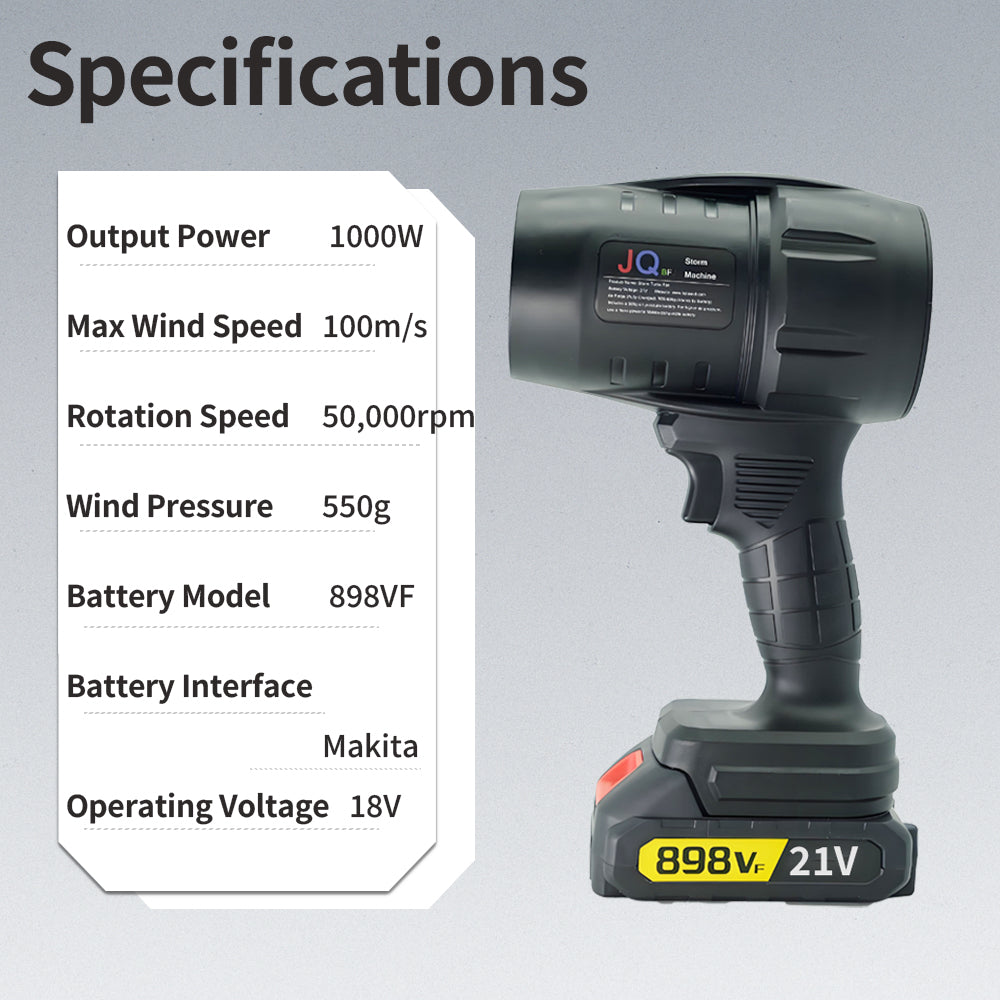500g Wind Power Turbo Fan – Ideal for Daily Cleaning and Creative Gifts,with 21V Makita Battery